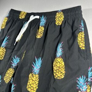 Mens Chubbies Pineapple Sundae Swim Trunks XL 5.5 Inseam Lined Black Tropical